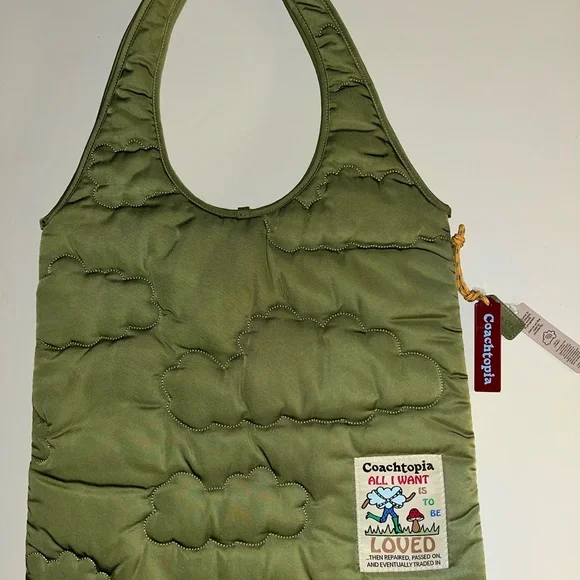 Coach Green Quilted Tote with Patch - Picture 5 of 5